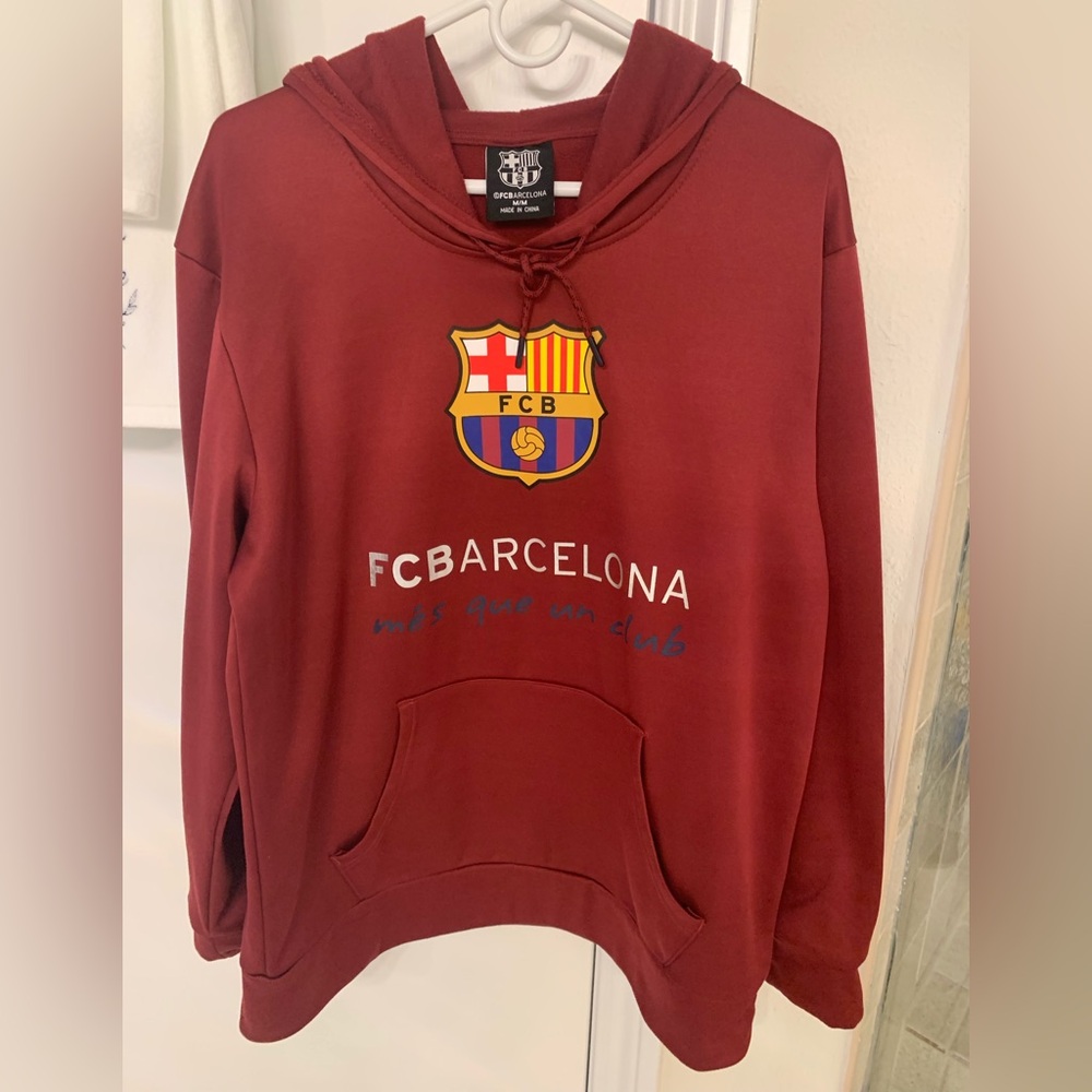 FCBARCELONA Mes Que un club Soccer Hoodie Maroon Unisex Size Medium